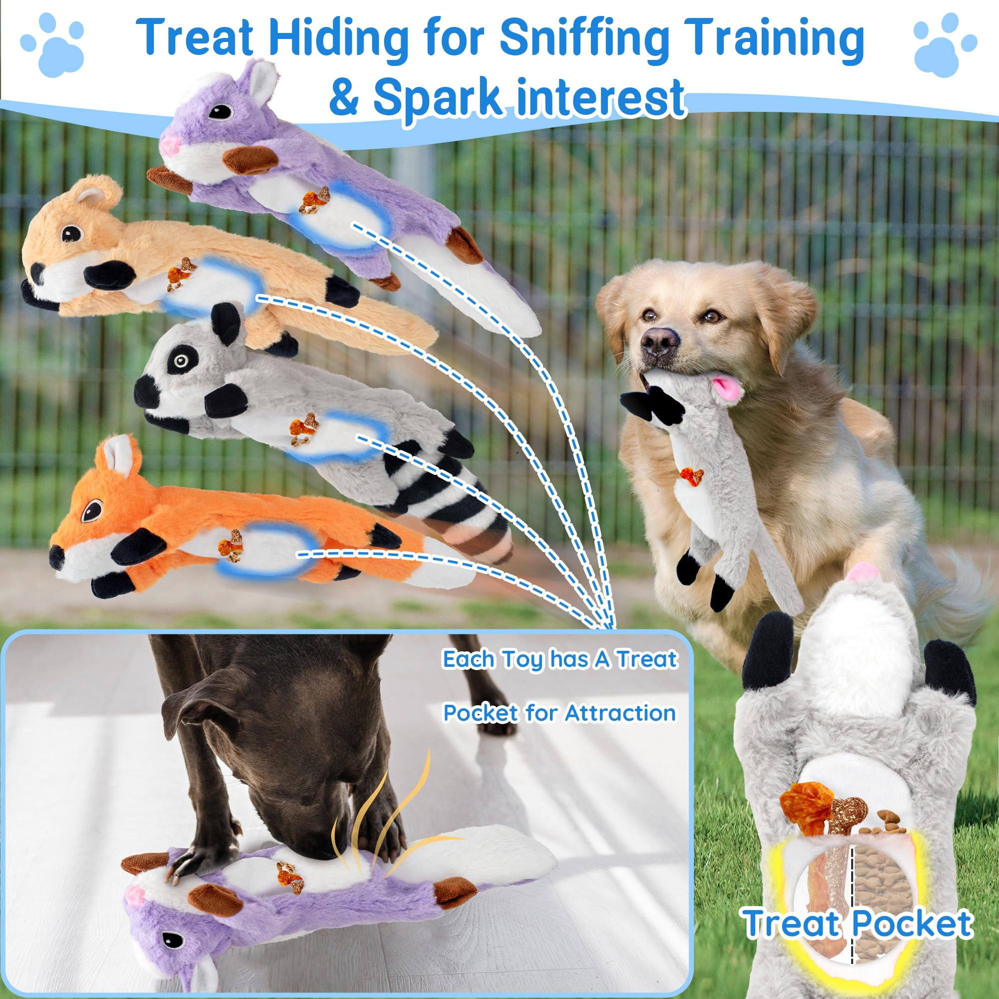 LECHONG Stuffless Dog Toy body fluff-free design minimizes mess during play