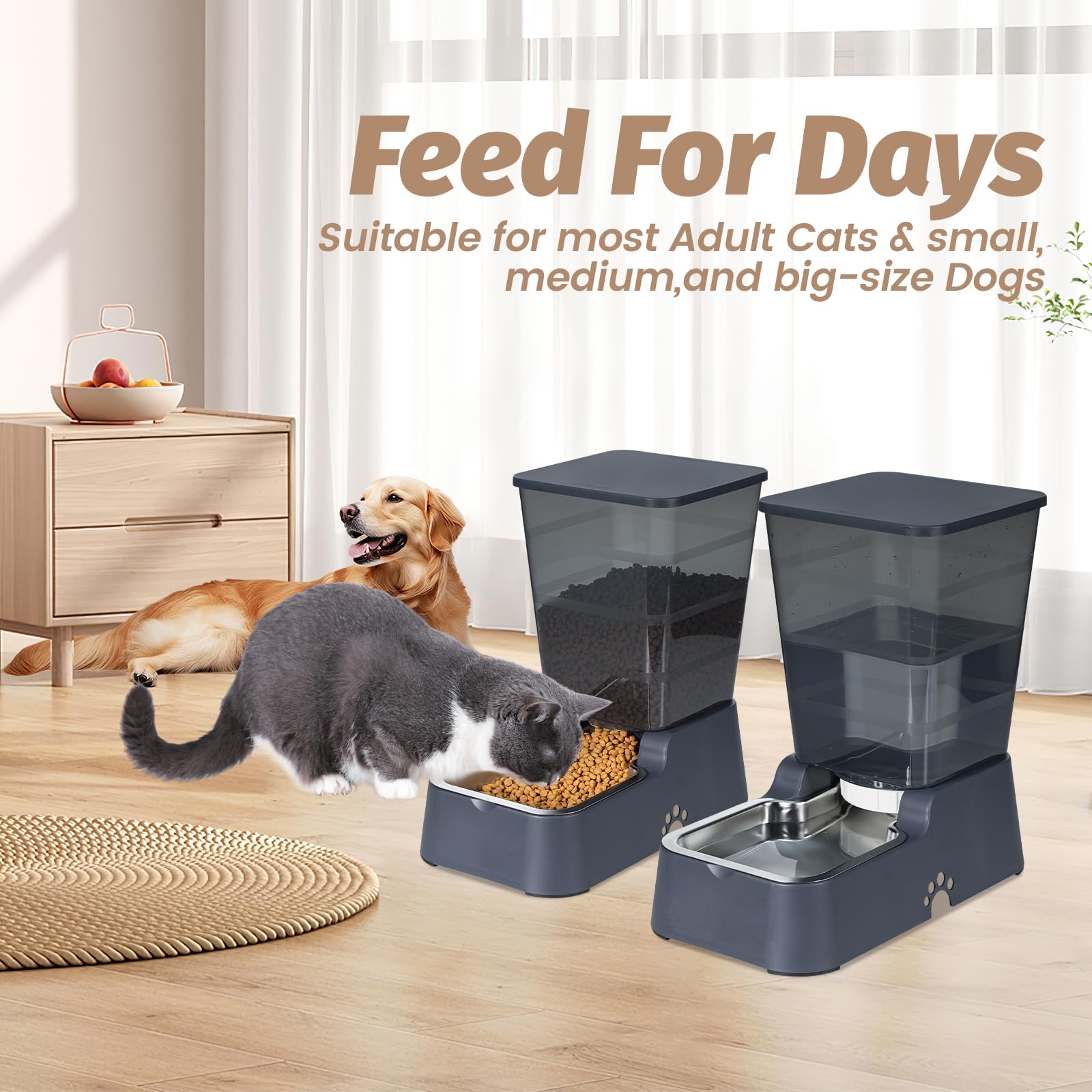 Leefele gravity flow water feeder ensures steady refills between uses.