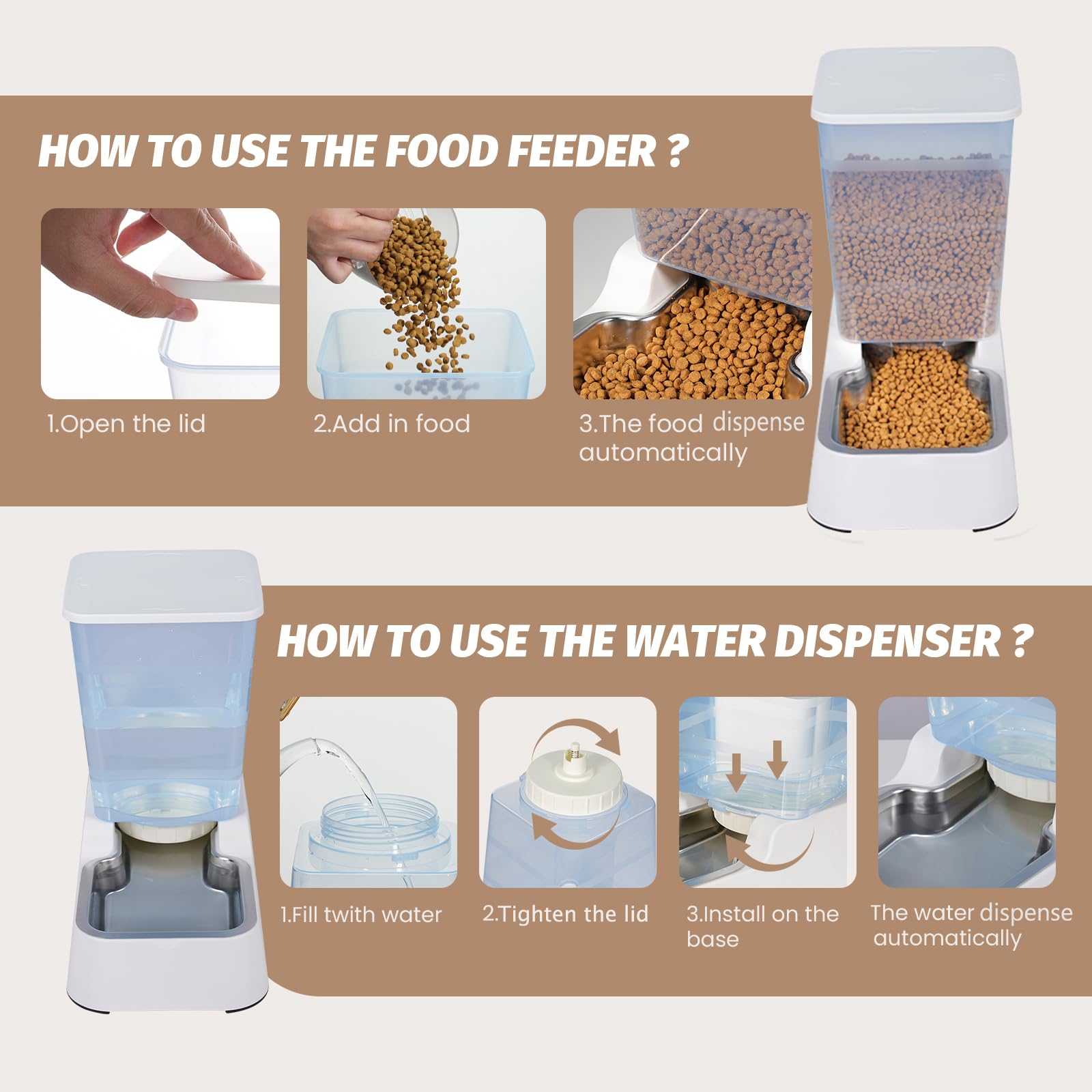 Leefele gravity refill pet feeder in use demonstrates steady water supply during travel or busy days.