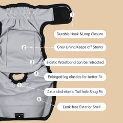 Leekalos dog diapers washable materials image emphasizes durability and cost savings.