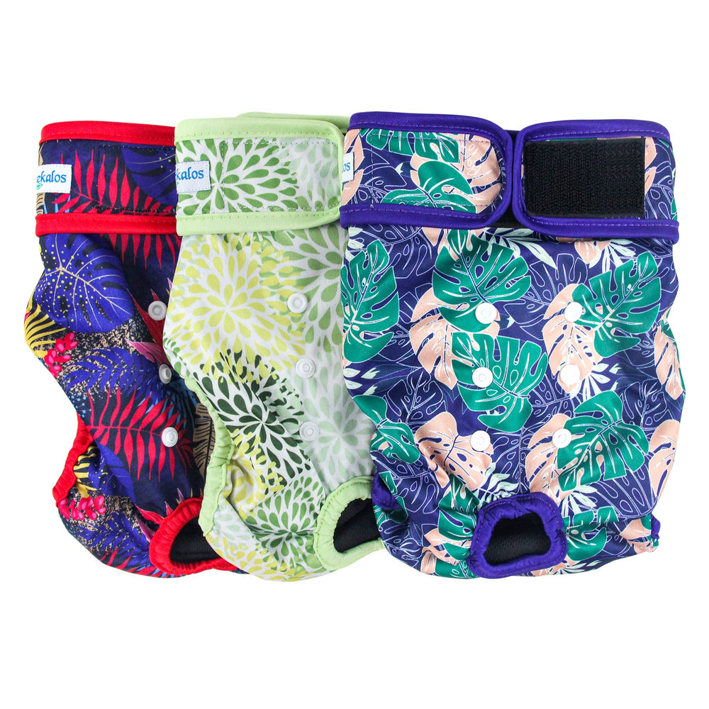 Leekalos reusable dog diapers pack colors offer comfortable, adjustable fit for female dogs.