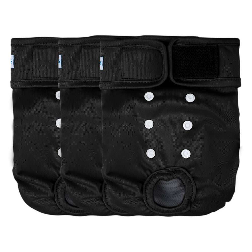 Leekalos reusable dog diapers pack 3 closeup showing soft fabric and secure Velcro for comfort.