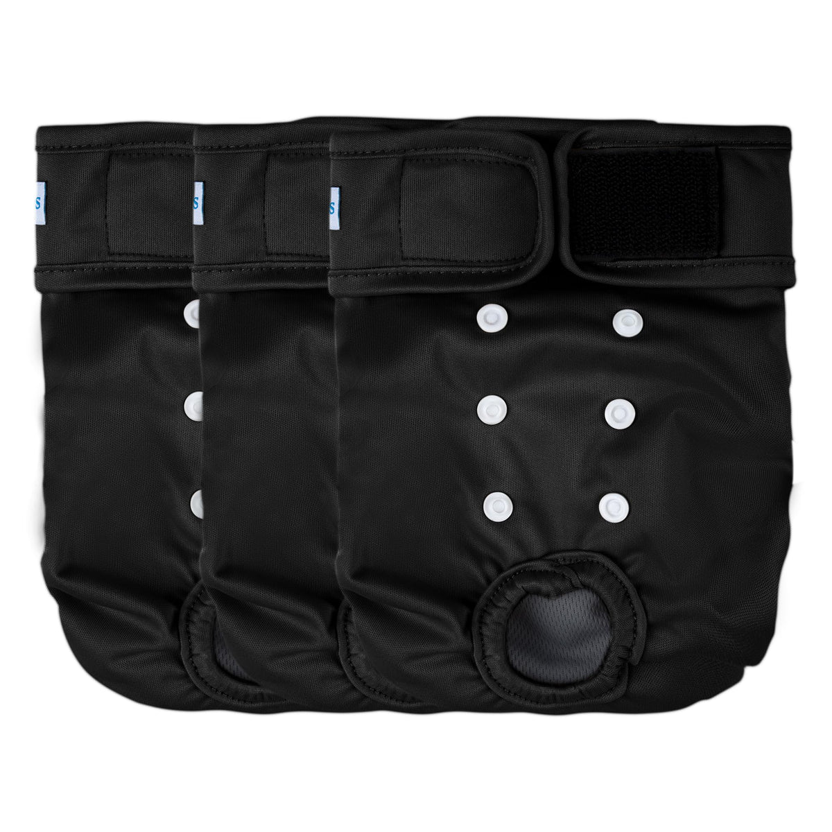 Leekalos reusable dog diapers pack 3 closeup showing soft fabric and secure Velcro for comfort.
