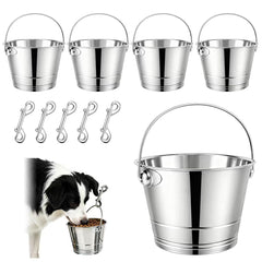 Leemeexaa dog water buckets 5pc set mounted on crate for tidy feeding.