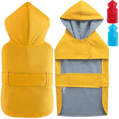 LeerKing raincoat for dogs with hood and back leash hole for easy walks