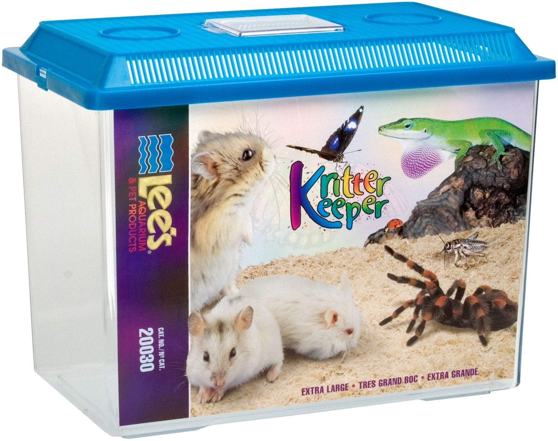 Lee's Kritter Keeper X-Large Rectangle with Lid, ideal for pet habitats and clear viewing.