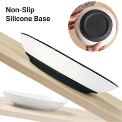 Leewheel ceramic wide bowls five-point-nine-inch diameter support whisker-friendly eating.