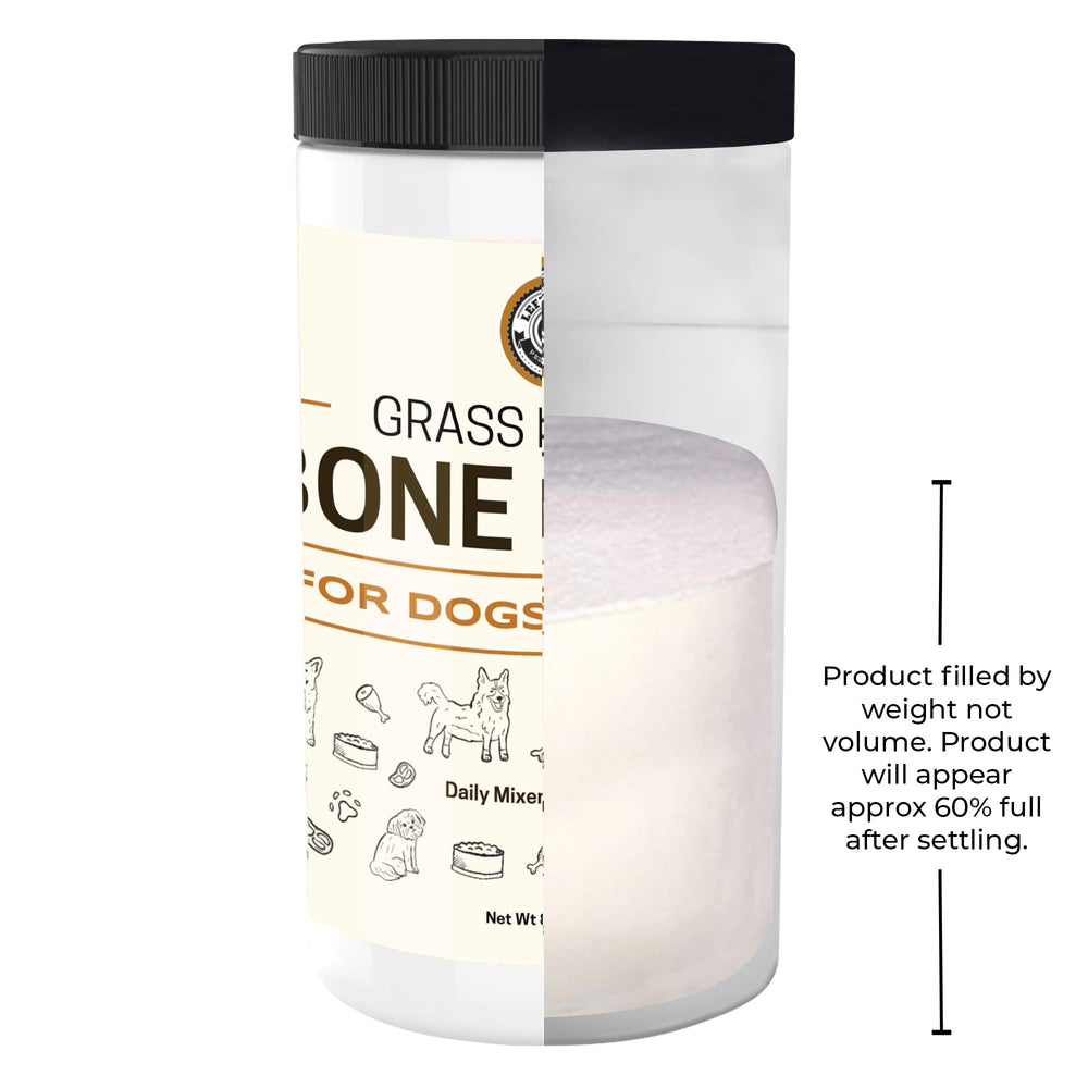 Left Coast Performance bone broth powder poured over dry food for hydration.
