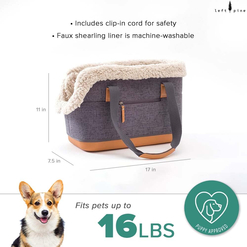 LeftPine x P.L.A.Y. Deluxe Dog Carrier Charcoal pocket detail for treats or bags