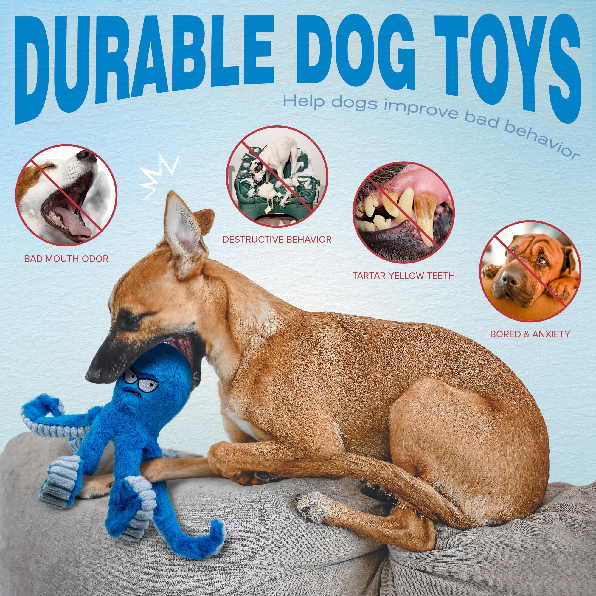 LEGEND SANDY cuddle buddy cotton toy supports calming moments for anxious dogs.