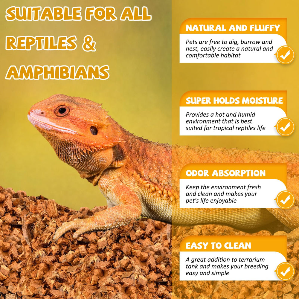 Legigo coconut chip substrate natural texture mimicking burrowing reptile environments.