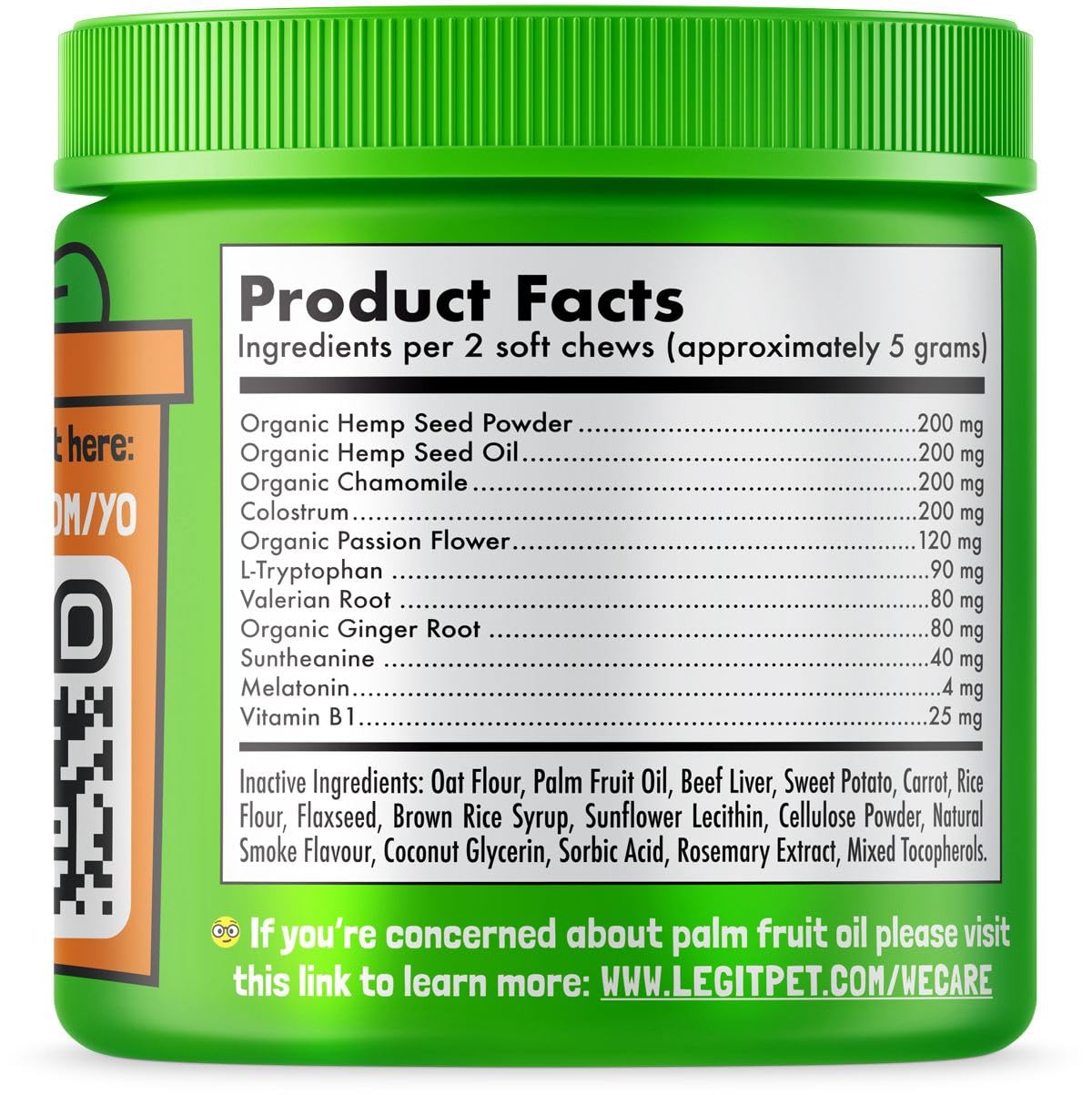 LEGITPET 120 chews container close-up showing dosage and branding