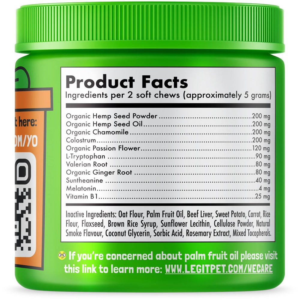 LEGITPET 120 chews container close-up showing dosage and branding