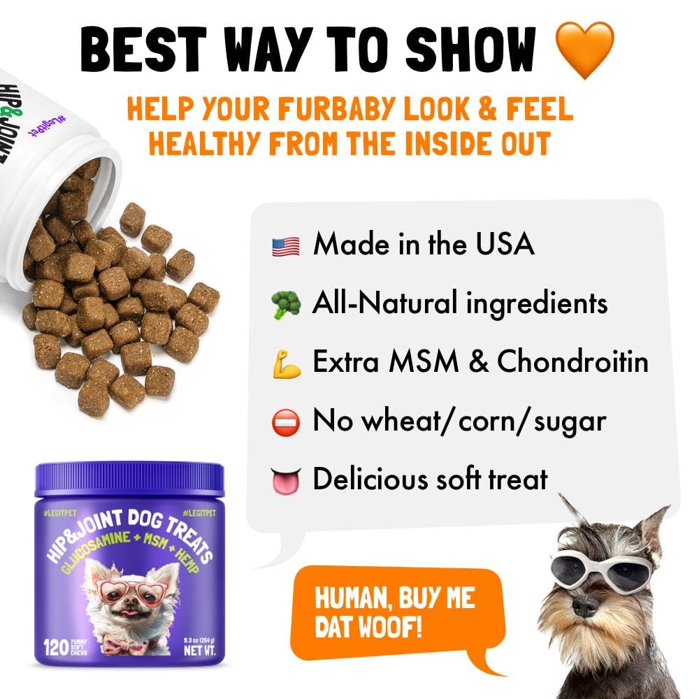 LEGITPET glucosamine chondroitin MSM turmeric blend for joints.