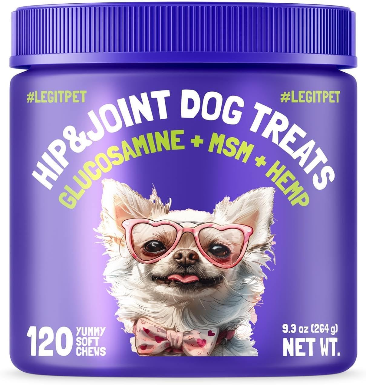LEGITPET hip-joint soft chews bottle provides dog-friendly joint support.