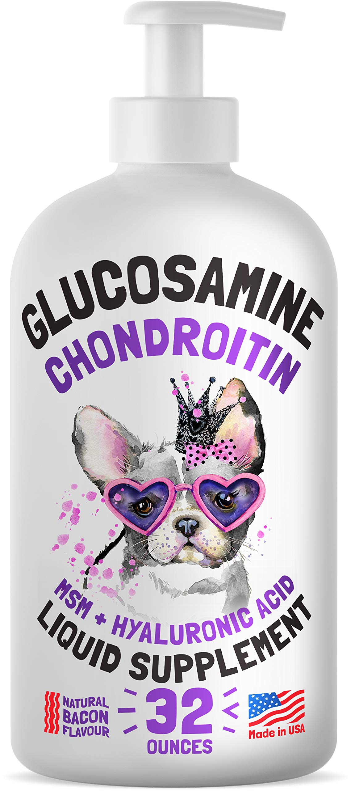 LEGITPET liquid glucosamine bottle with bacon flavor supports joint comfort during activity