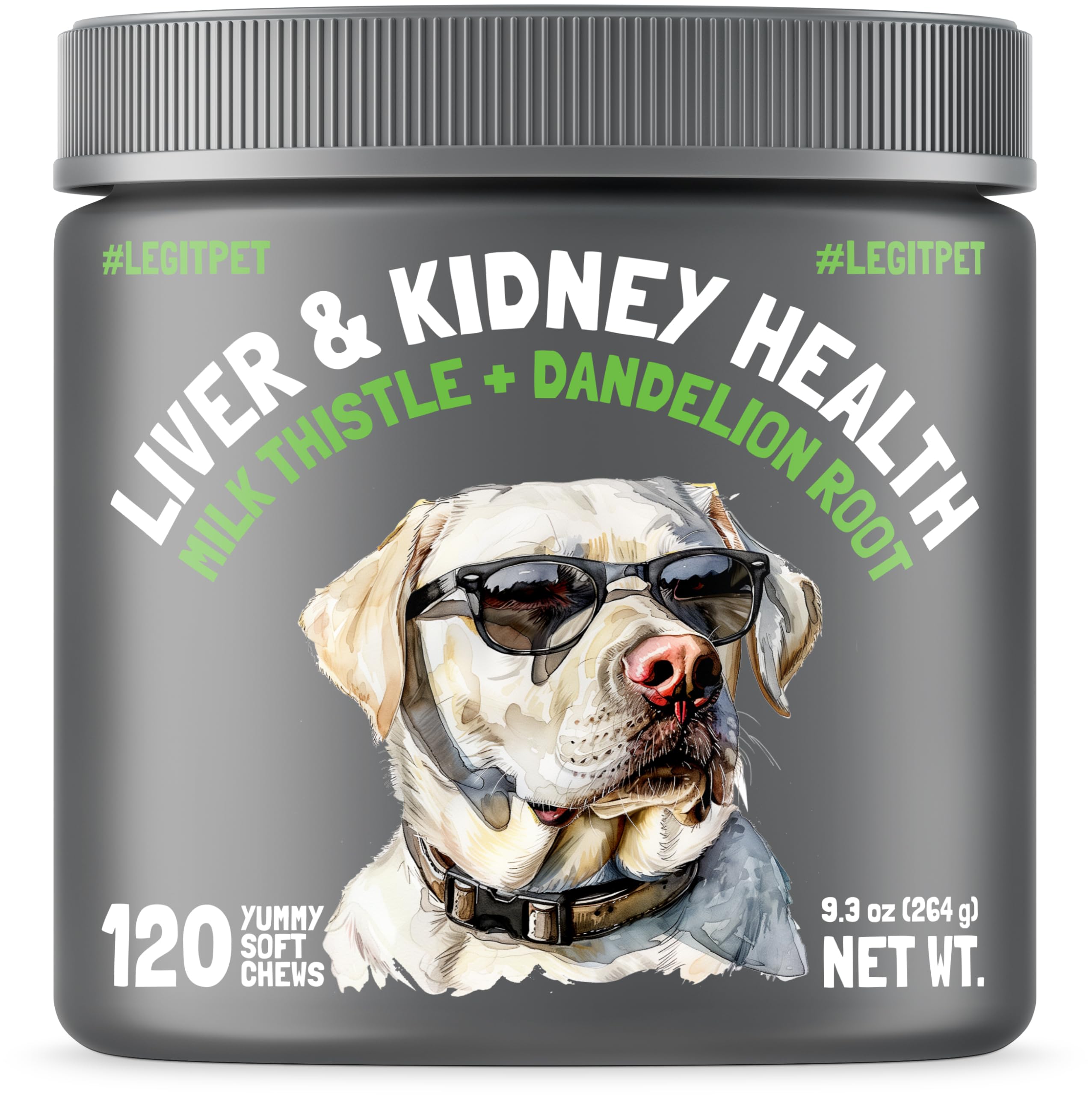 LEGITPET liver-kidney soft chews bottle shows convenient daily liver and kidney wellness support