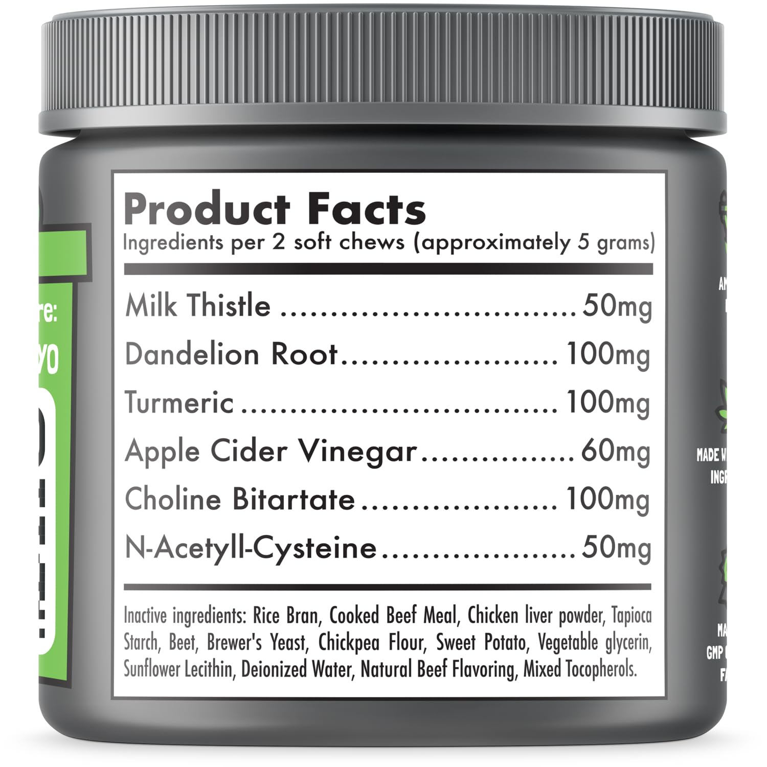 LEGITPET NAC and choline ingredients bottle signaling vet-inspired wellness blend