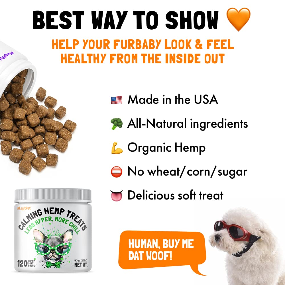 LEGITPET organic hemp chamomile valerian-root blend in ingredients