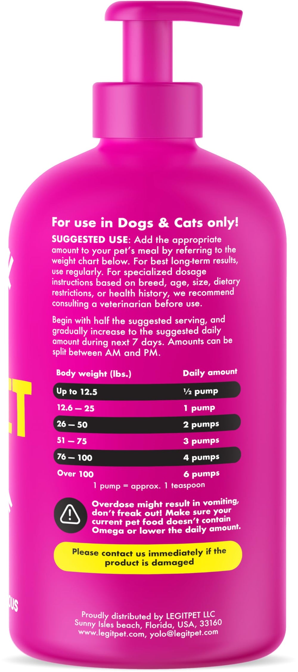 LEGITPET Salmon Oil liquid-gold invites trust and easy dosing