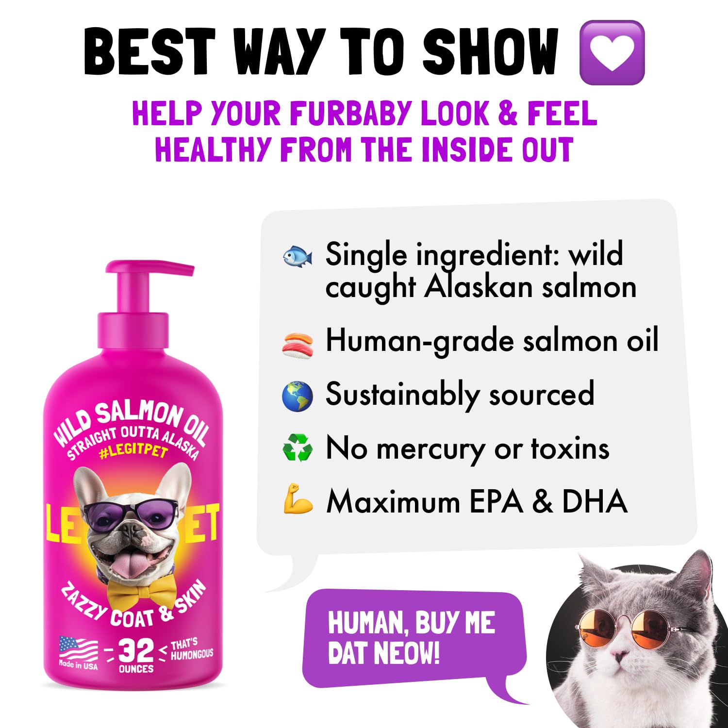 LEGITPET Salmon Oil feeding mix demonstrates mess-free integration with meals