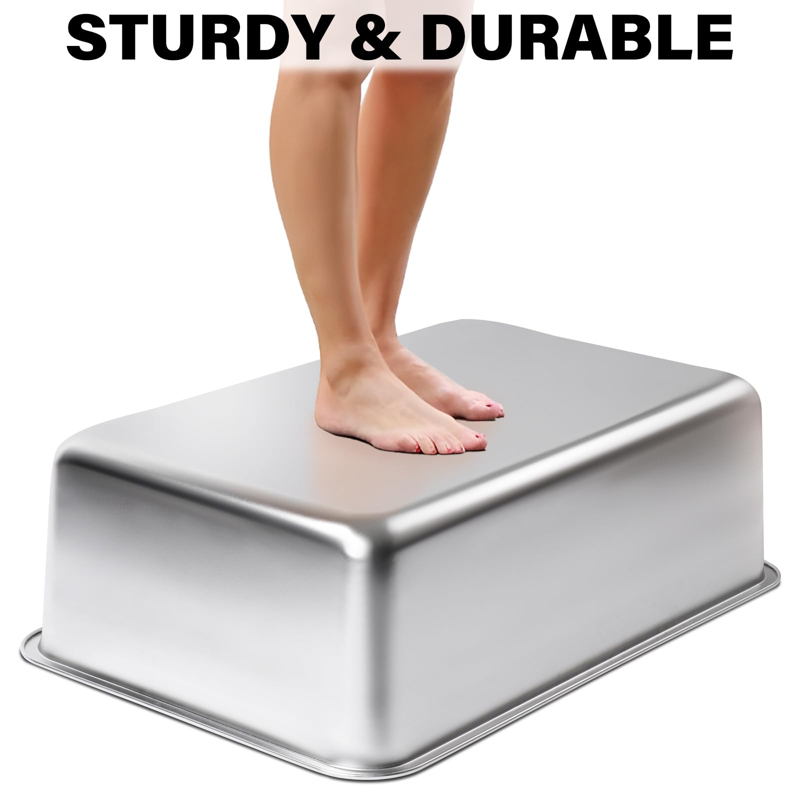LEGOURNS stainless-steel litter box easy-clean surface highlights non-stick metal for quick maintenance