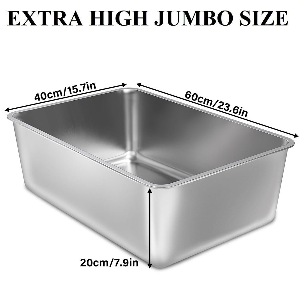 LEGOURNS stainless-steel litter box indoors setup demonstrates sturdy, easy-clean design for busy homes