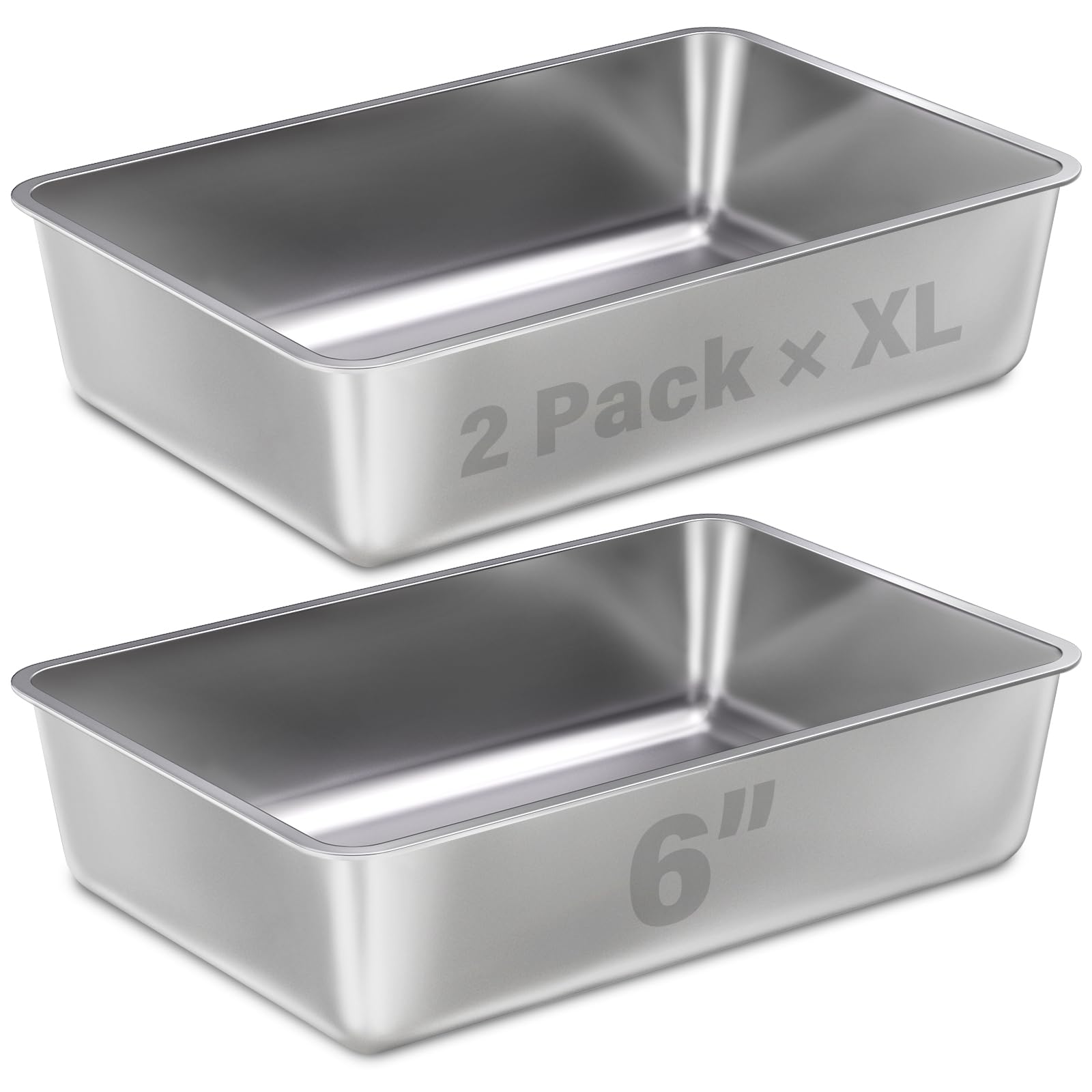 LEGOURNS XL stainless steel litter box front view with high sides for big cats