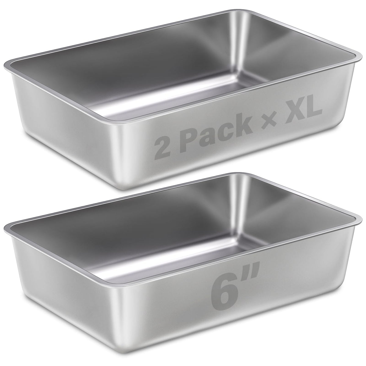LEGOURNS XL stainless steel litter box front view with high sides for big cats
