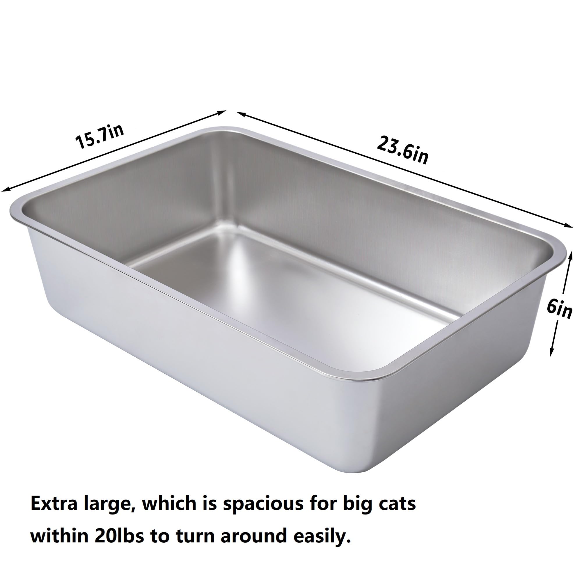 LEGOURNS XL stainless steel litter box side profile showing sleek design