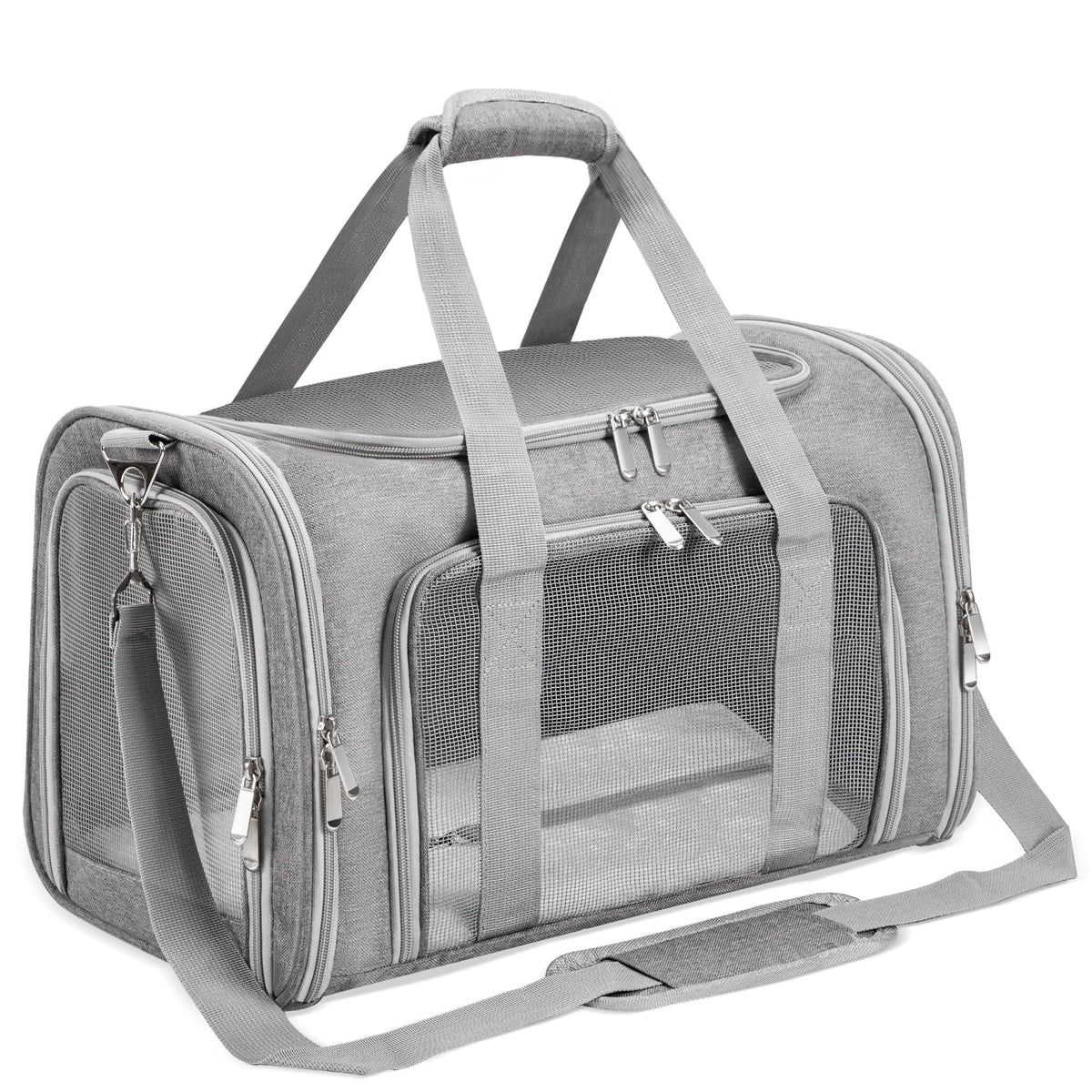 LEHNI soft-sided pet carrier front view—sturdy, breathable travel for pets up to 25 lbs.