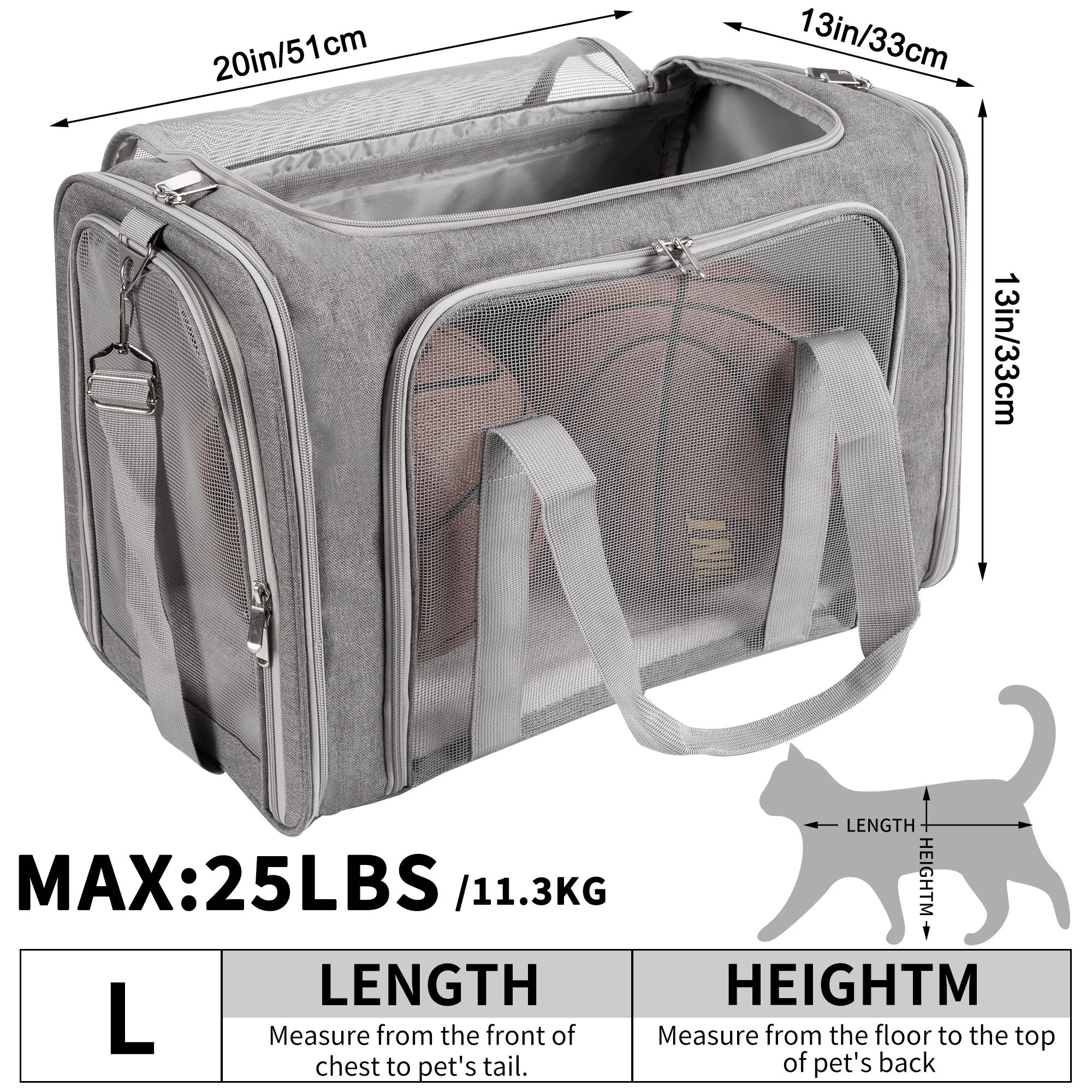 LEHNI soft-sided carrier open mesh—great airflow and visibility for anxious pets.