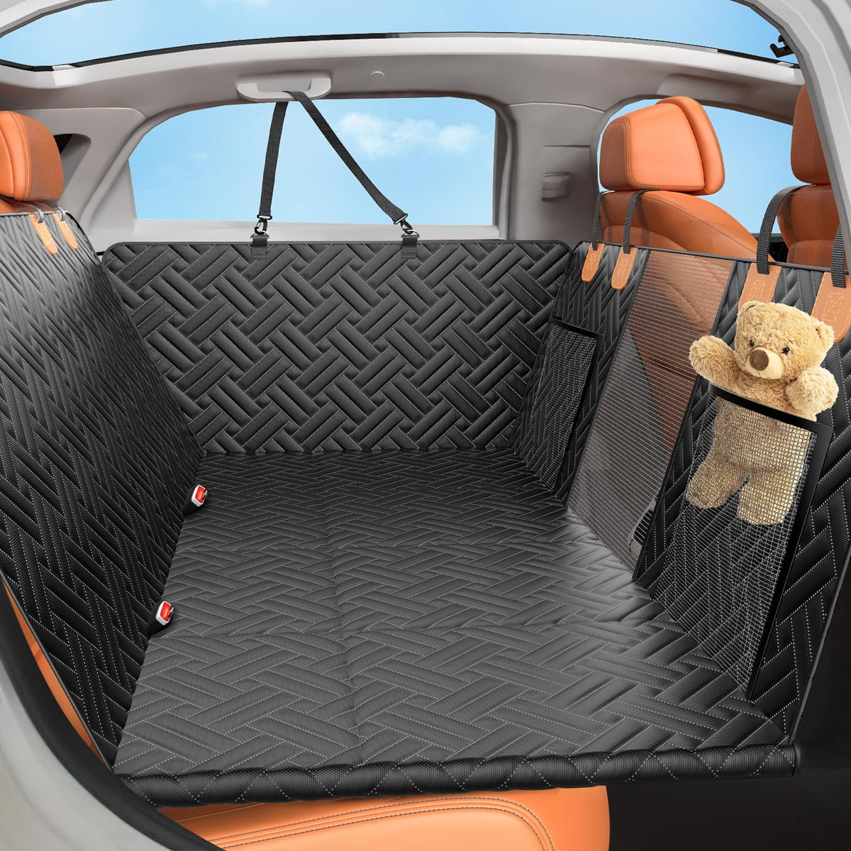LEHNI backseat extender side view for dogs enhances road trip comfort