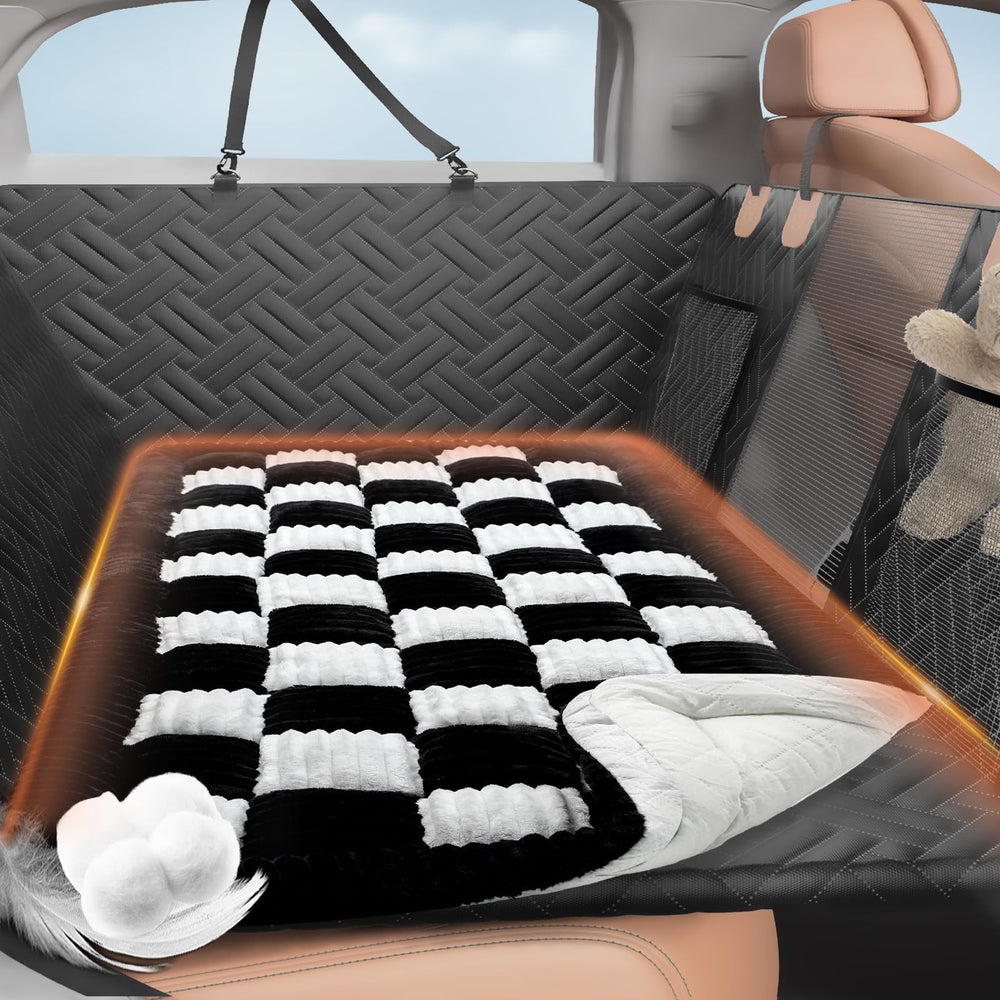 LEHNI backseat pet bed mat front view showing cozy car ride comfort