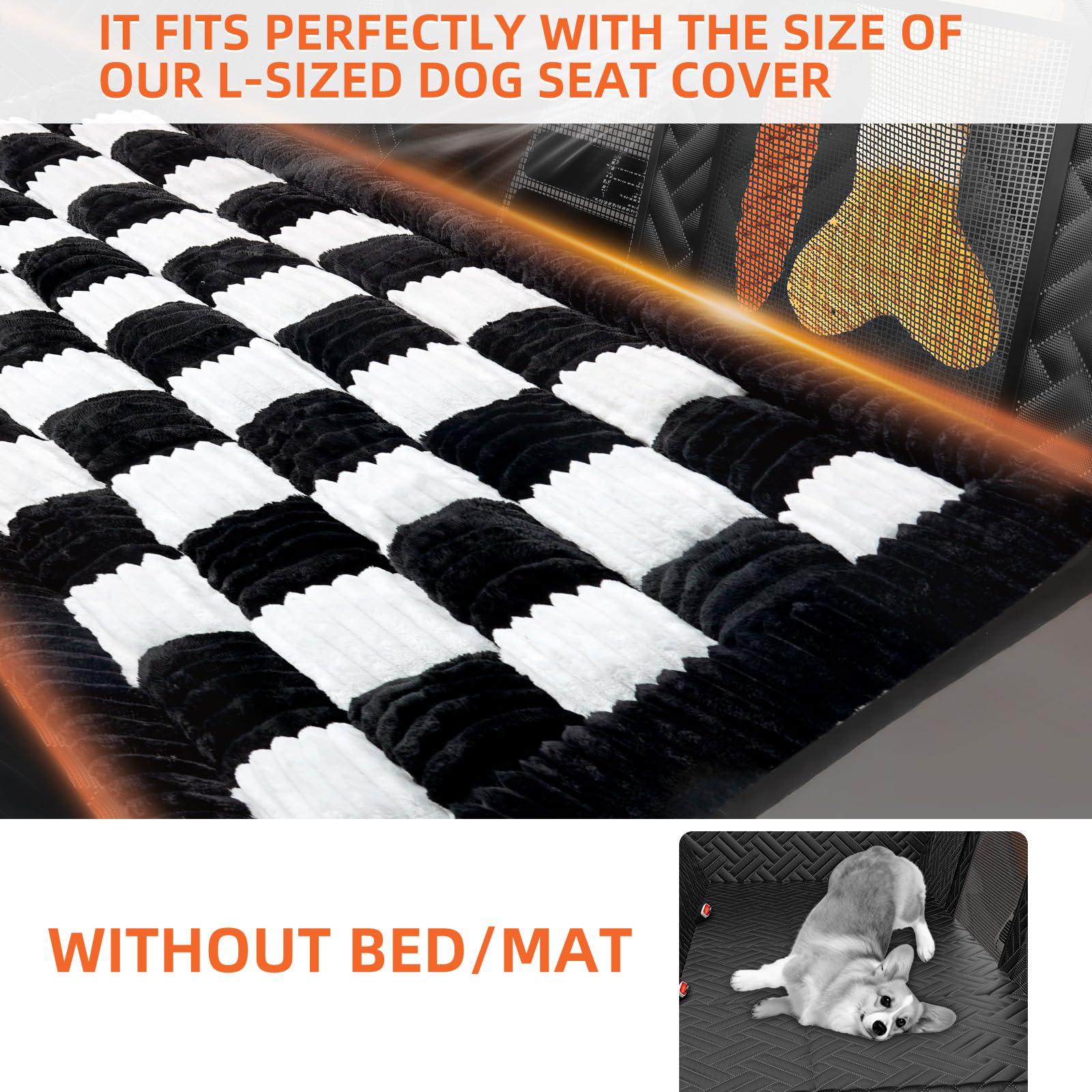 LEHNI backseat pet bed mat side view highlighting plush cushioning