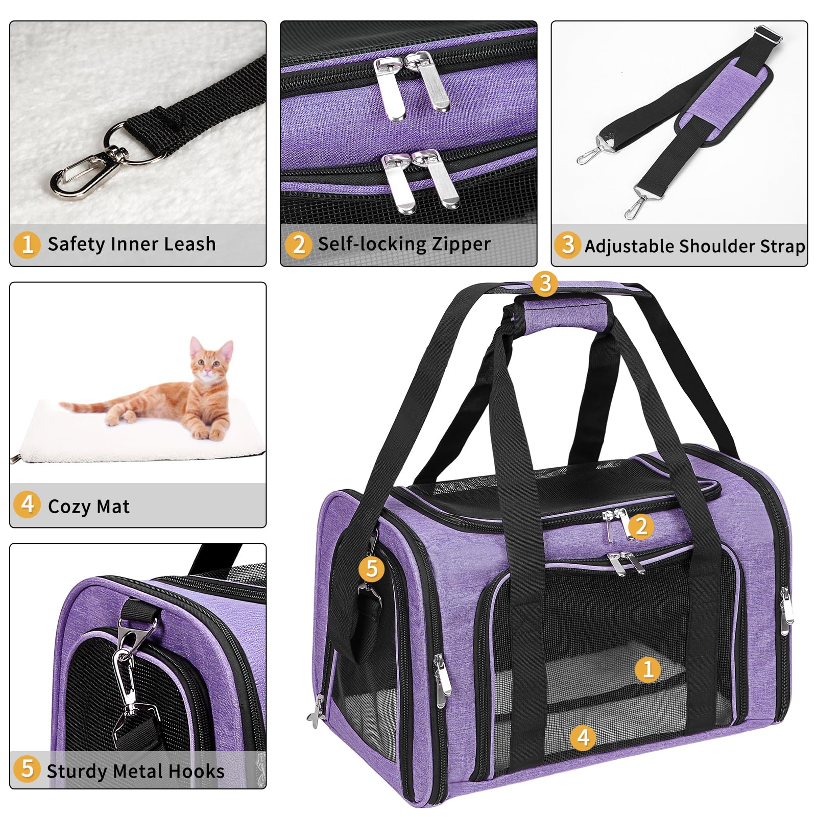 LEHNI soft-sided carrier four-sides mesh windows provide visibility and airflow