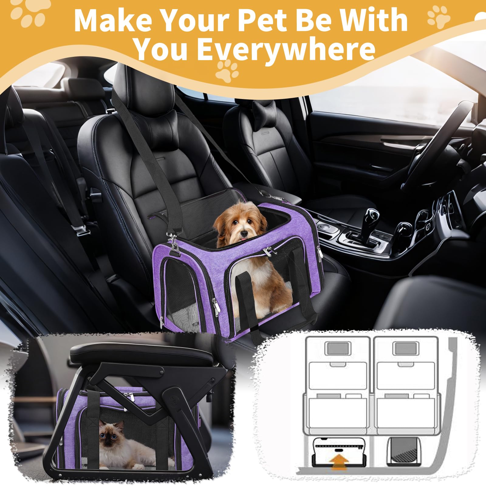 LEHNI soft-sided carrier front pocket keeps toys and treats handy