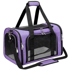 LEHNI soft-sided carrier front view shows compact travel-ready design for pets