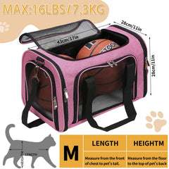 LEHNI pink carrier front pocket stores toys and treats during trips