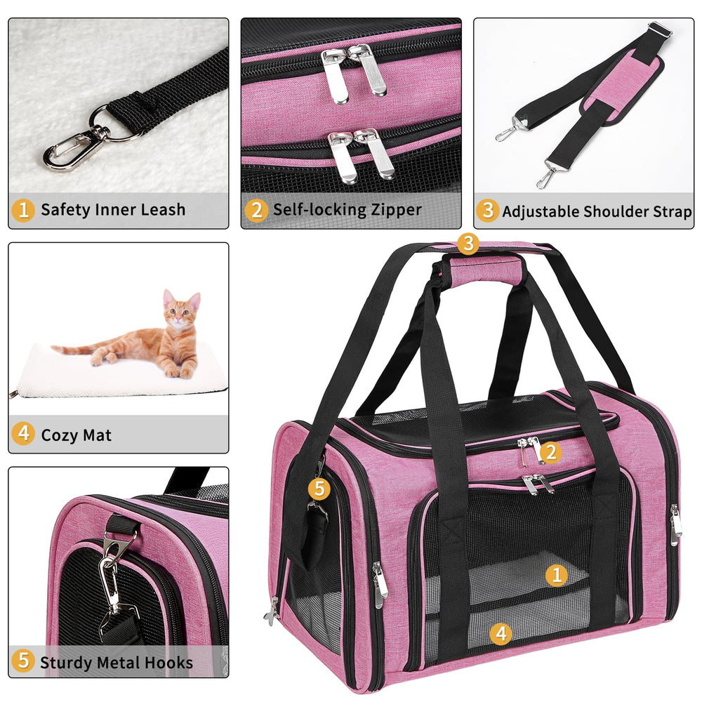 LEHNI pink carrier with removable washable mat for quick cleanup