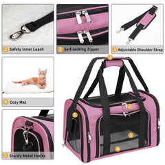 LEHNI pink carrier with removable washable mat for quick cleanup