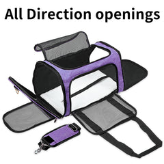 LEHNI soft-sided carrier side ventilation highlights breathable mesh for pet comfort