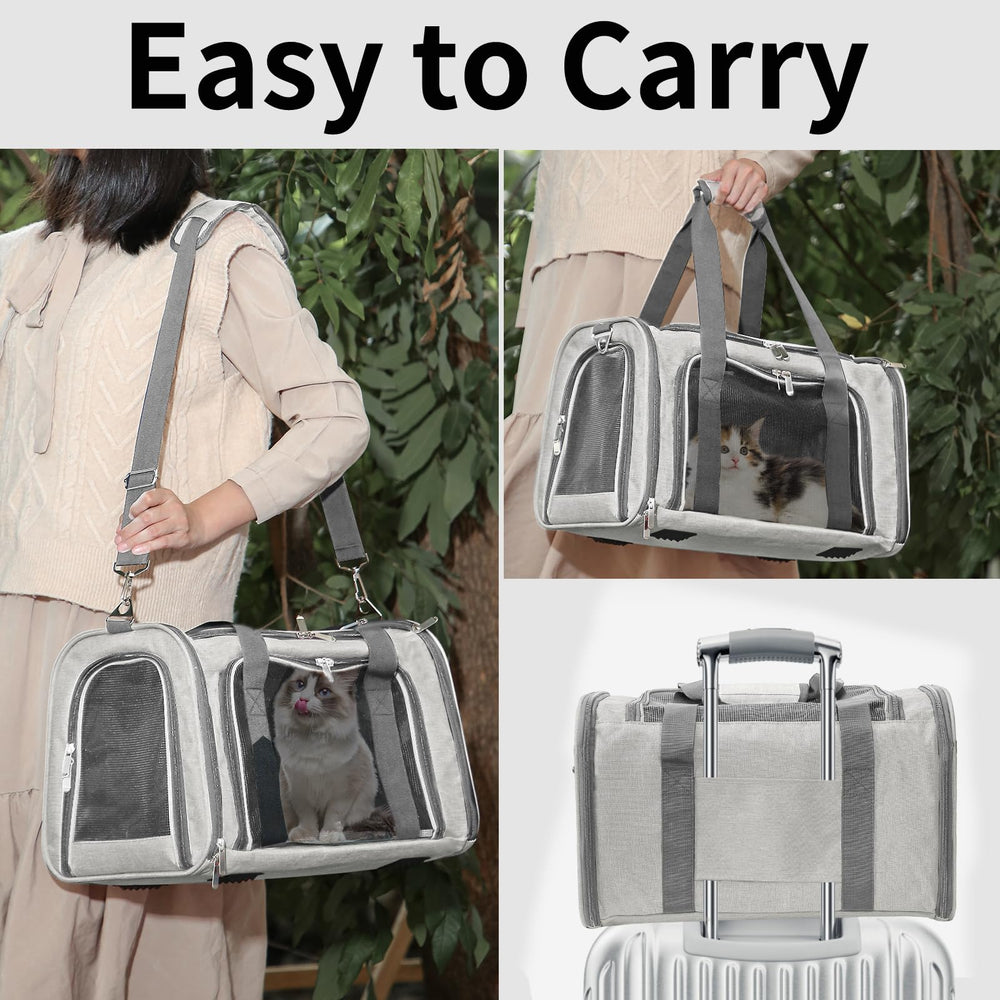 LEHNI soft-sided pet carrier beige front pocket stores toys and treats
