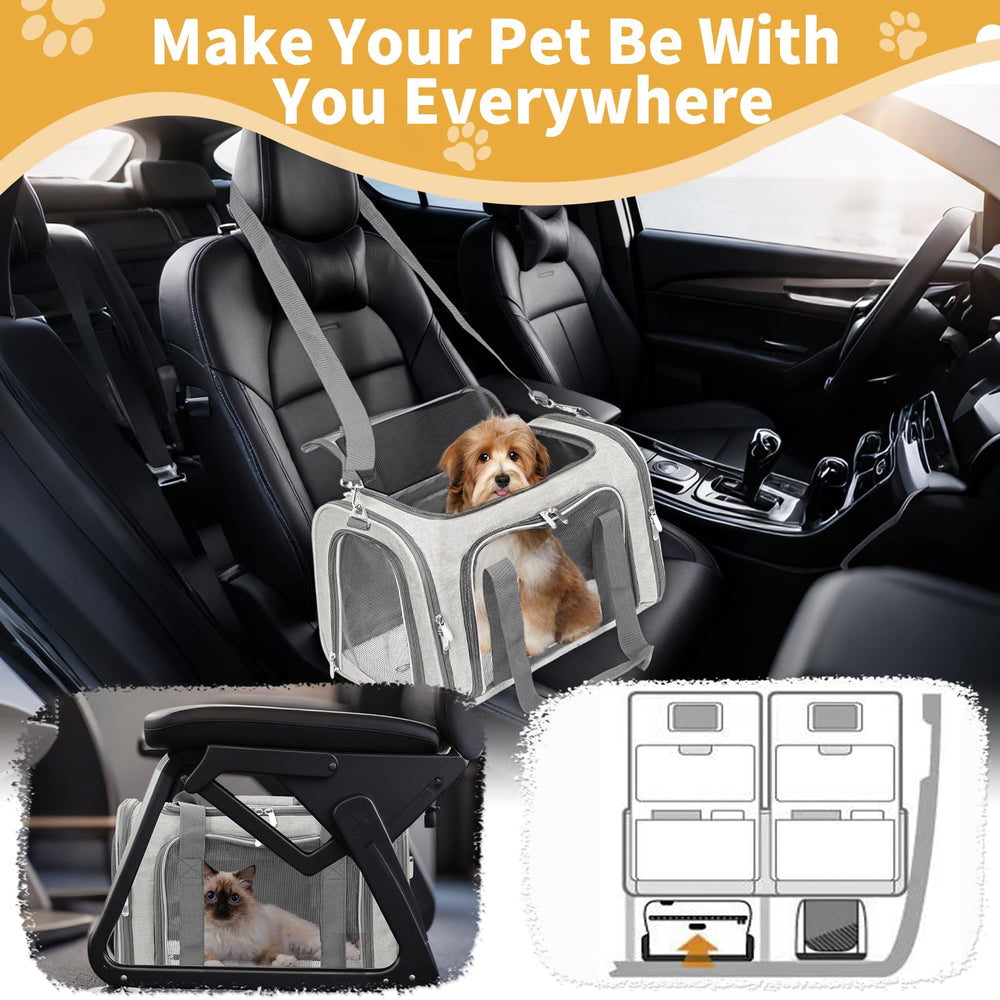 LEHNI soft-sided pet carrier beige mesh windows provide airflow and visibility