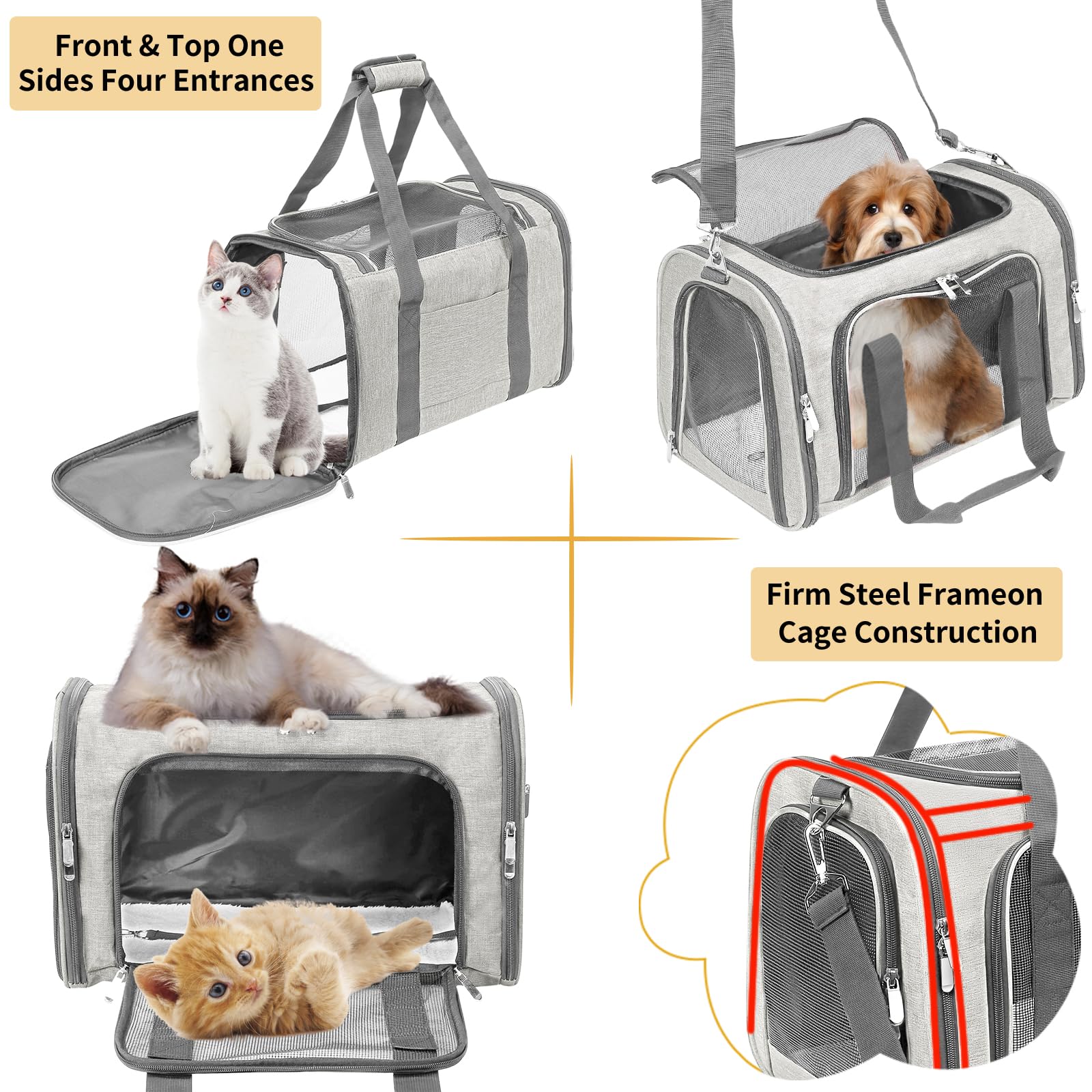 LEHNI soft-sided pet carrier beige adjustable shoulder strap for hands-free carry