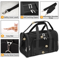 LEHNI soft-sided pet carrier removable mat enhances comfort and easy cleaning.