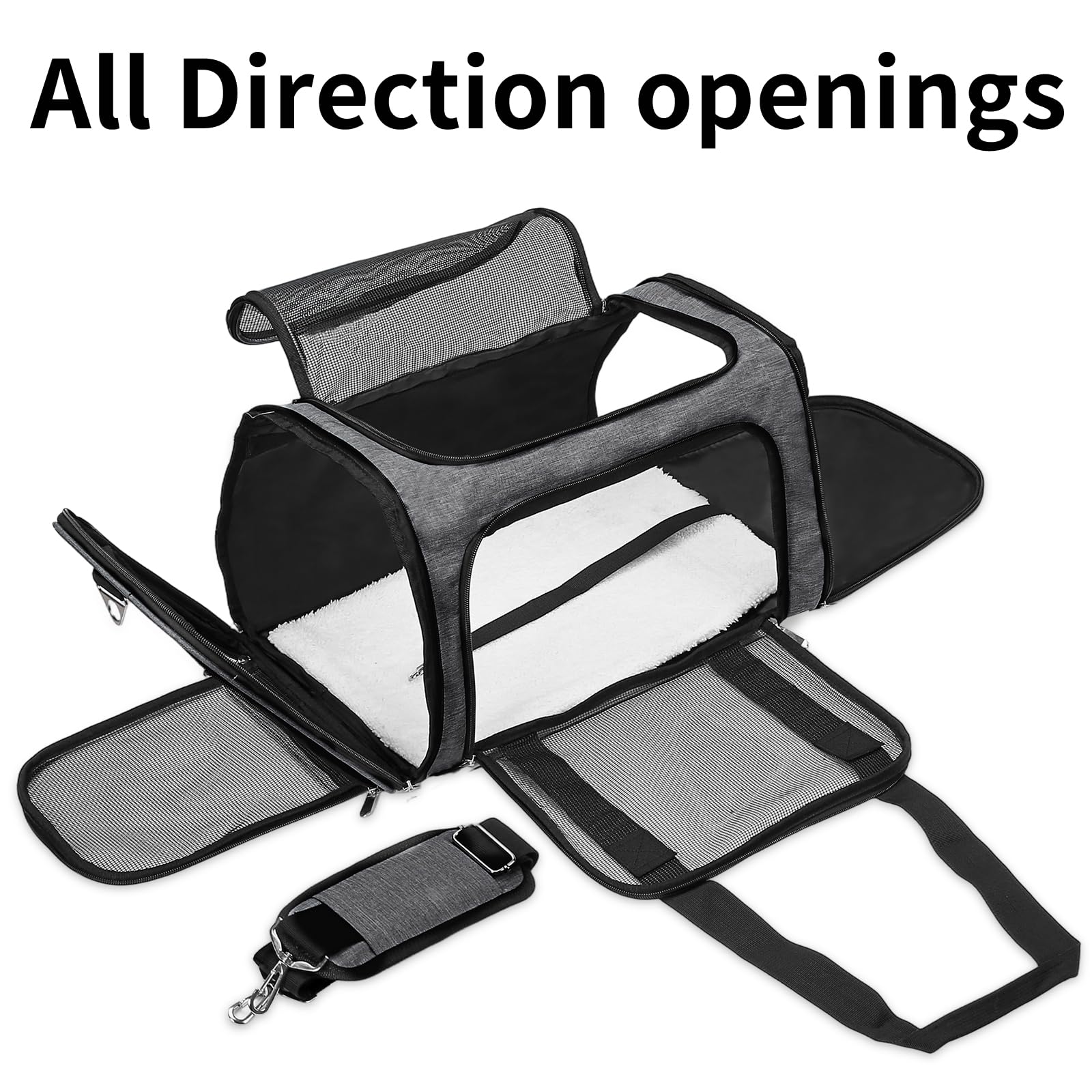 LEHNI soft-sided pet carrier side mesh windows provide breathable airflow and visibility.