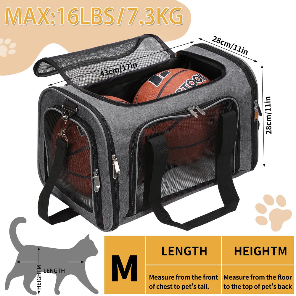 LEHNI soft-sided pet carrier under-seat view demonstrates airline travel suitability.
