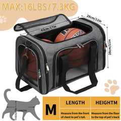 LEHNI soft-sided pet carrier under-seat view demonstrates airline travel suitability.