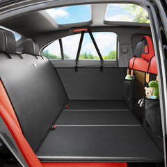 LeHuski dog car seat cover back seat hard bottom, showing sturdy space for large dogs.